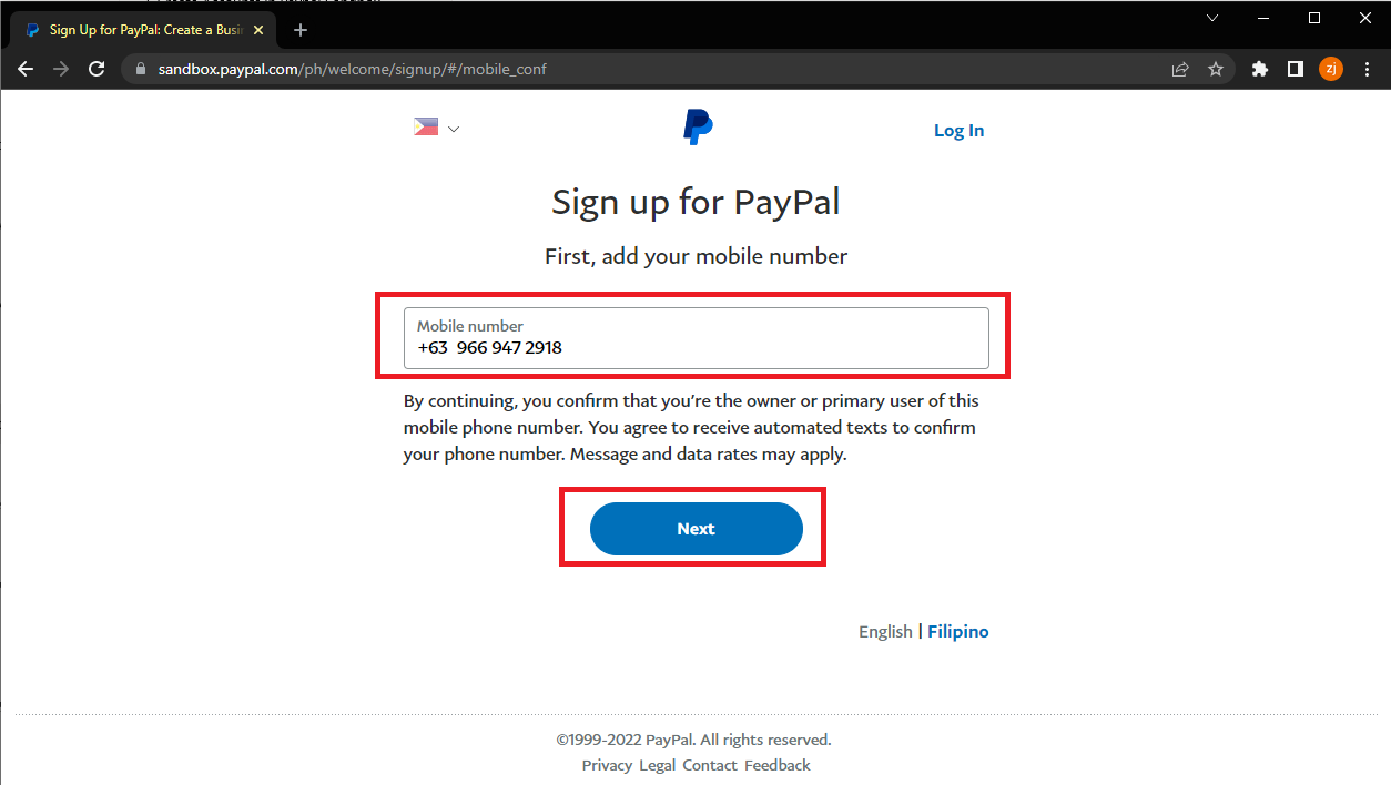 Paypal mobile confirmation page
